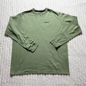 Patagonia Men's Green Cotton Crew Neck Long Sleeve Logo T-Shirt Size XXL